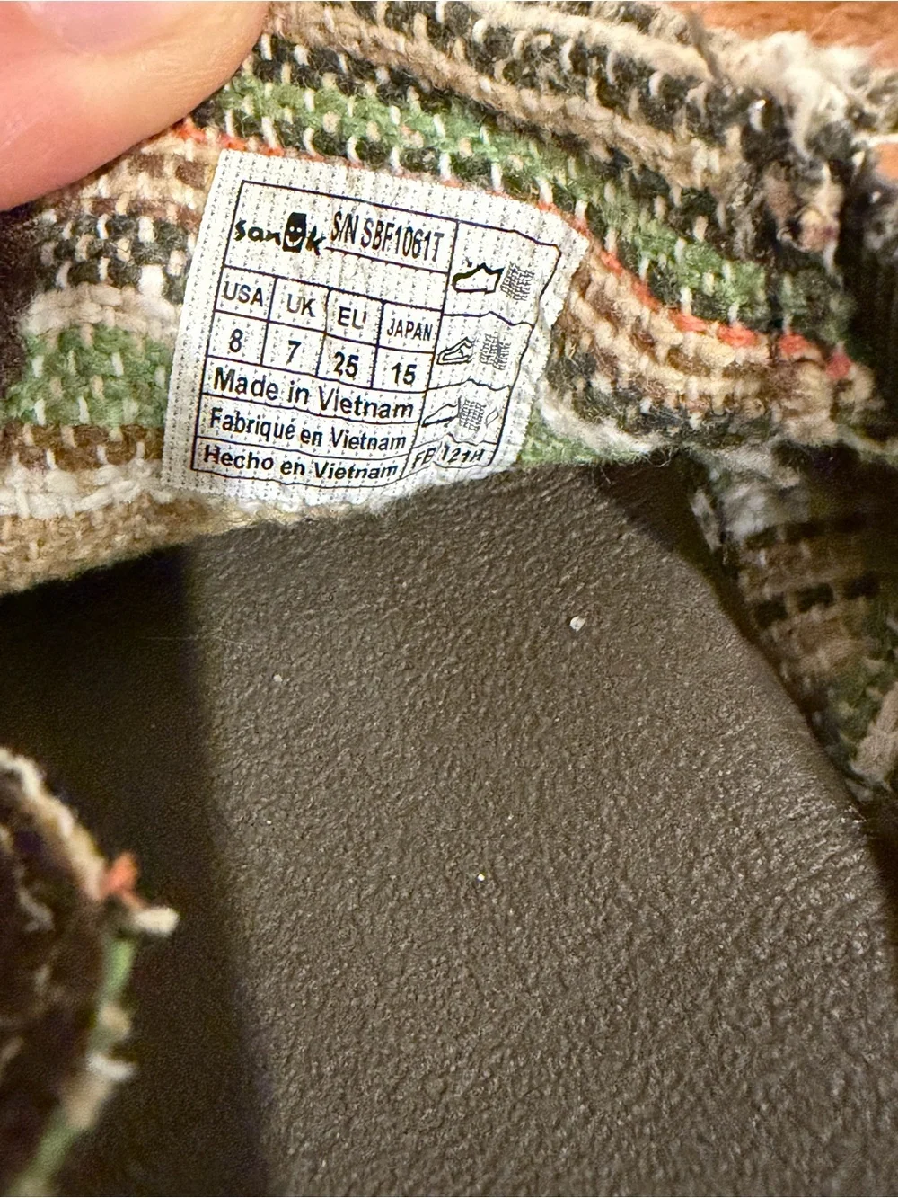 Sanuk Toddler Canvas Slip-On Shoes in Brown with Patterned Lining
